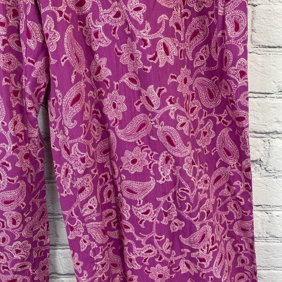 Knox Rose Pink Floral Wide Leg Drawstring Boho Pants size Small/XS NWT - Picture 5 of 11